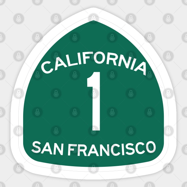 San Francisco California - PCH State Route 1 Road Sign Design Sticker by NewNomads